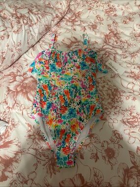 Girls' Floral One-Piece Swimsuit - Multicolor